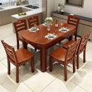 All Solid Wood and Chair Combination Round Telescopic Folding Modern Simple Dining Table Household