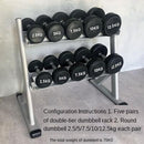 Home Commercial Gym Fitness Equipment Professional Double-decker Dumbbell Rack Hexagonal Round Fixed