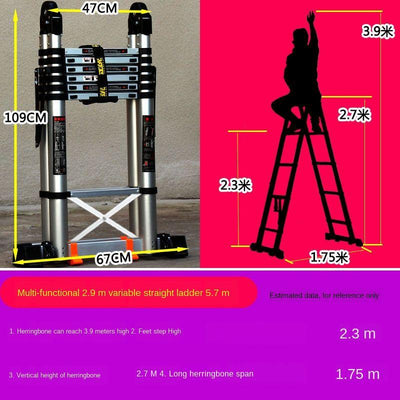 Thickened Aluminum Alloy Multi-function Telescopic Engineering Ladder Portable Herringbone Household