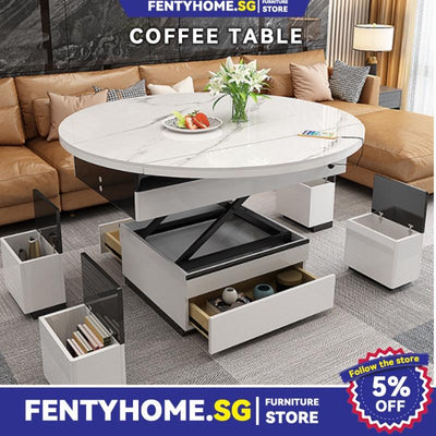 Lifting Foldable Coffee Table Living Room Dual-purpose Integrated Folding Telescopic Dining Table