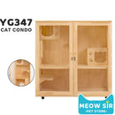 Cabinet House Solid Wood Glass Double Layer Home Pet Shop Villa Cat Cage Super Large Free Space