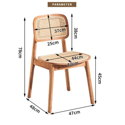 PINA 【Natural Rattan】Japanese Solid Wood Dining Table Bench Household Small Family Rattan Weaving