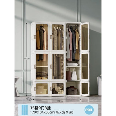 Arper Folding Wardrobe Bedroom Large Capacity Open Wardrobe Living Plastic Drawer Cabinet Foldable