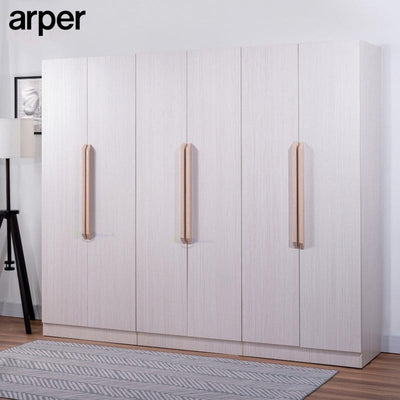 ARPER 4 | 6 Doors Wardrobe, Solid Plywood, 12 Months Warranty, Available with 3 Compartments