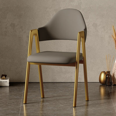 APOLLO Simple Nordic Dining Chair With Golden Legs,Upholstered Dinning Chair With Armrest, Home