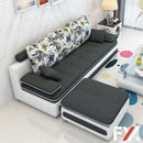 L-shaped 3-4 Seat Sofa With Footrest Living Room Economical Sofa Bed Combo Set Removable And