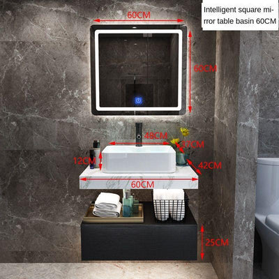 Nordic Double-decker Iron Bathroom Cabinet Modern Marble Washbasin Cabinet Combination Bathroom