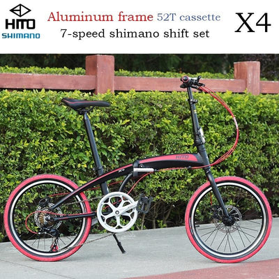 Hito X6 Foldable Bicycle Shimano 7-speed 20/22 inch Folding Bicycle Aluminum Frame Ultra Light 52T