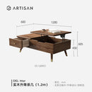 (MUWU) Multifunctional Folding Coffee Table Noble Quality Solid Wood Furniture Walnut Color Lifting