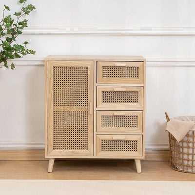 GC Storage Cabinet Solid Wood Rattan Cabinet Sideboard Modern Simple Living Room Wall Cabinet