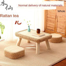 Rattan-made Low Balcony Bench Sofa Straw-made Household Seat Pier Small Round Stool Tatami Chair