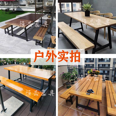 Furniture Mall Solid Wood Table Iron Outdoor Table and Chair Loft Rectangular Retro Desk American