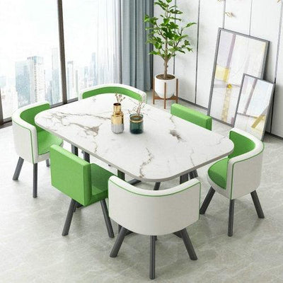 Nordic 1 Table And 6 Chairs Marble Dining Table Combination Home/ Small Apartment Office Conference