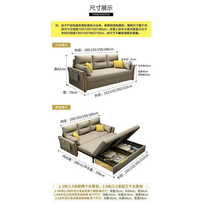 Multi-functional Foldable Solid Wood Sofa Bed Dual-purpose Economical Single Small Apartment Double