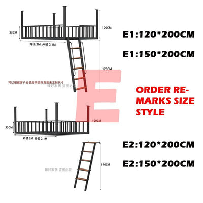 Loft Bed Frame Iron Bed Loft Bed Thickened Reinforced Material Loft Bed Apartment Student Dormitory