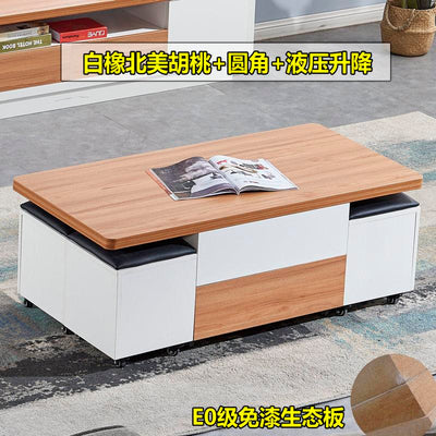 Lifting Modern Simple Small Family Folding Retractable Storage Pyrophyllite Coffee Table Dual