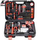 Kafwell 109 piece lithium electric drill pistol drill toolbox electric screwdriver tool set