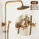 RUNZE All Copper Rain Shower Set European Retro Bathroom Shower Full Set With Shower Head