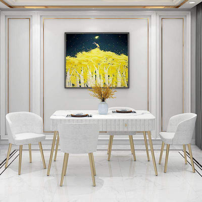 【YUEHUA】Dining table long table with drawers modern luxury table marble table flannel table chair