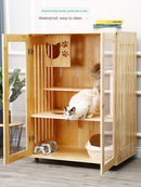 Household Solid Wood House Cabinet Wooden Cage Luxury Cat Villa