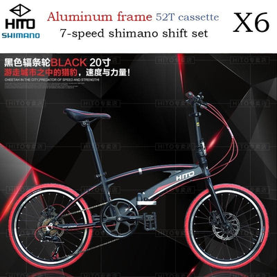 Hito X6 Foldable Bicycle Shimano 7-speed 20/22 inch Folding Bicycle Aluminum Frame Ultra Light 52T