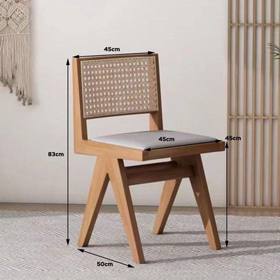 SHANJIE Nordic Solid Wood Dining Rattan Household Simple Leisure Single Hotel Restaurant Back Chair