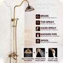 RUNZE All Copper Rain Shower Set European Retro Bathroom Shower Full Set With Shower Head