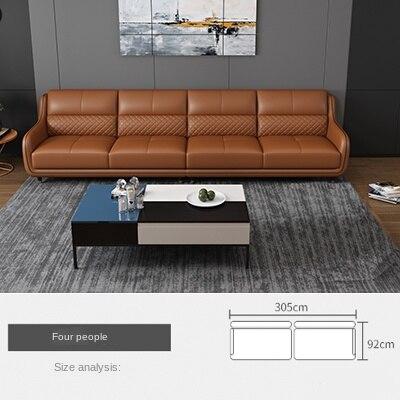 Modern Simple First Layer Cowhide Small Apartment Living Room 3 Meters Four People Northern Europe