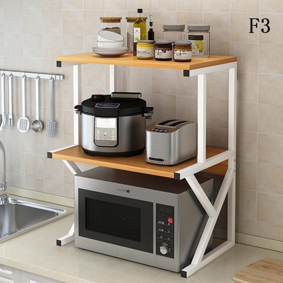 Kitchen Rack 2-3 Layers Of Metal Spice Storage Rack Load-bearing 100kg Home Microwave Oven Shelve