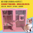 Cage Villa Luxury Home Apartment Double-deck Large Size with Toilet House Glass Cat Cabinet Solid