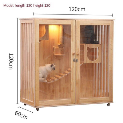 Cat Cage Villa Double-decker Three-story Display Cabinet Solid Wood Pet House