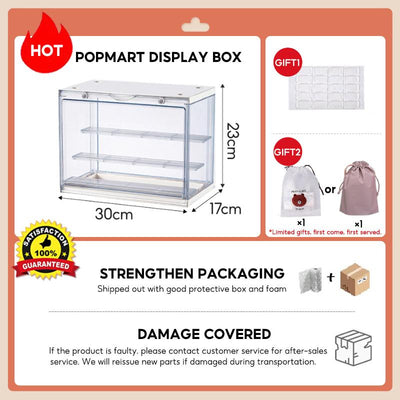 LED Light Popmart Display Box Acrylic Display Case Blind Box Figurine Display Box