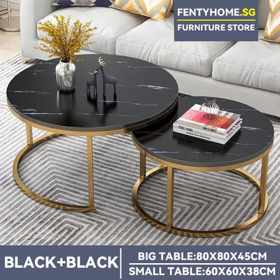 2 In 1 Nordic Coffee Table Modern Light Luxury Round Side Table Set Living Room Sofa Tea Table