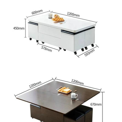 Lifting Modern Simple Small Family Folding Retractable Storage Pyrophyllite Coffee Table Dual