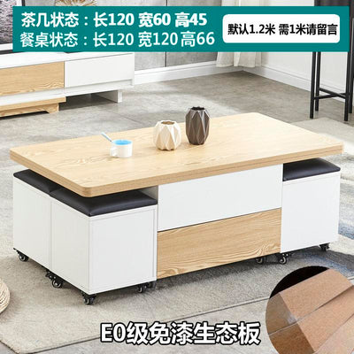 Lifting Modern Simple Small Family Folding Retractable Storage Pyrophyllite Coffee Table Dual