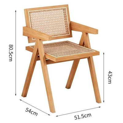 Nordic Rattan Chair Solid Wood Dining Chair Study Chairs Balcony Handmade Portable Chair Design