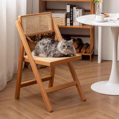 Nordic Rattan Chair Solid Wood Dining Chair Study Chairs Balcony Handmade Portable Chair Design