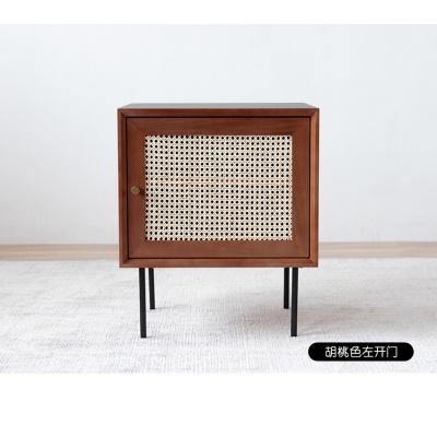 Solid Wood Side Table Japanese-style Bedside Table Rattan Side Cabinet Bedroom And Living Room Star