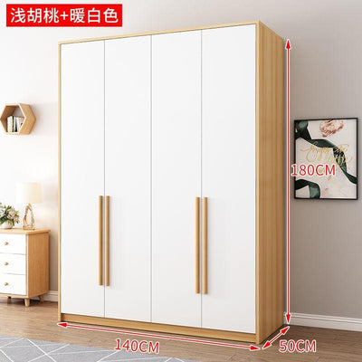 Wardrobe 2/3/4 Door Wardrobe Bedroom Light Luxury Nordic Style Wooden Wardrobe Storage Open Wardrobe