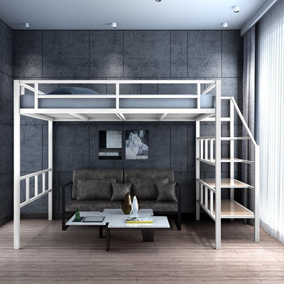 AUSITUR Iron Loft Bed With Double Upper Floor And Lower Hollow Iron Frame Bed To Save Space And