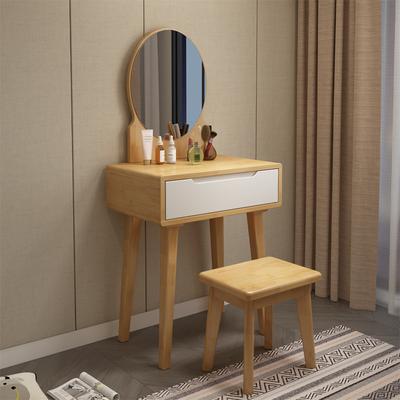 Orange Nordic Solid Wood Dressing Table with Light and Mirror Integrated Modern Simple Small Bedroom