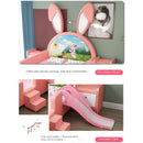 ON SALE🔥🔥Children's Bed Girl Princess Bed With Guardrail Slide Solid Wood Soft Blue Pink Cartoon