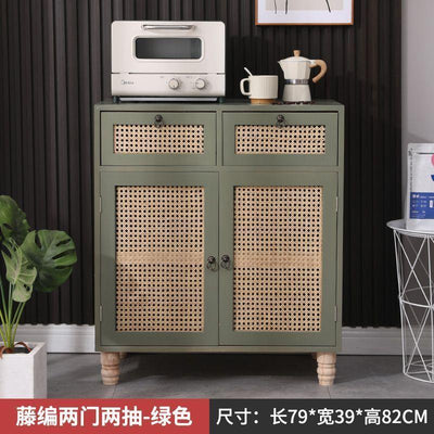 GC Storage Cabinet Solid Wood Rattan Cabinet Sideboard Modern Simple Living Room Wall Cabinet