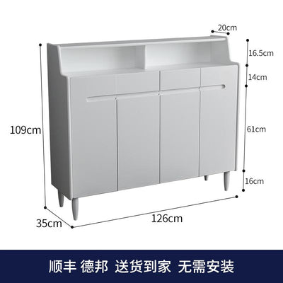 (MUWU) Solid Wood Household Door Large Capacity Shoe Cabinet Living Room Entrance Porch Cabinet