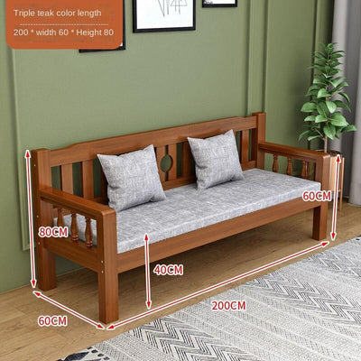 Sofa Solid Wood Small Apartment Wooden Simple Three-person Chair Double Bench Living Room