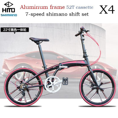 Hito X6 Foldable Bicycle Shimano 7-speed 20/22 inch Folding Bicycle Aluminum Frame Ultra Light 52T