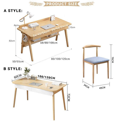 JR Solid Wood Study Table With Drawer Home Computer Table Simple Writing Study Desk