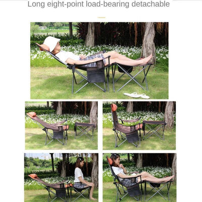 WONZOM Outdoor Foldable Chair Casual Portable Field Camping Chair Arm Chair Recliner Lounge Chair