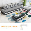 L-shaped 3-4 Seat Sofa With Footrest Living Room Economical Sofa Bed Combo Set Removable And