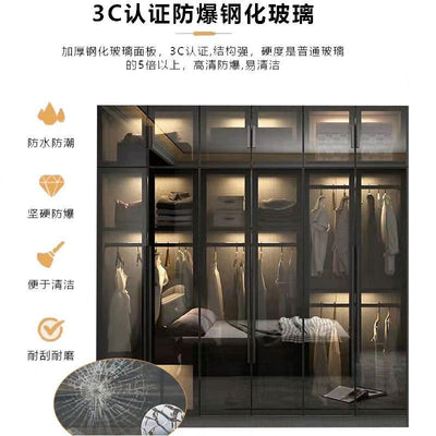 PINA Luxury Wardrobe Home Bedroom Nordic Light Luxury Modern Simple Economical Glass Cloakroom